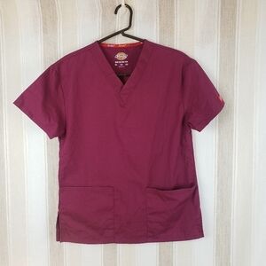 Dickies Short Sleeved Scrub Top Shirt Maroon Size Extra‎ Small